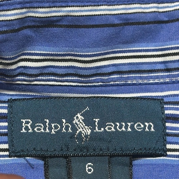 RALPH LAUREN Little Boys Casual Blue Striped Long Sleeve Button Down Shirt Sz 6 - Picture 4 of 5